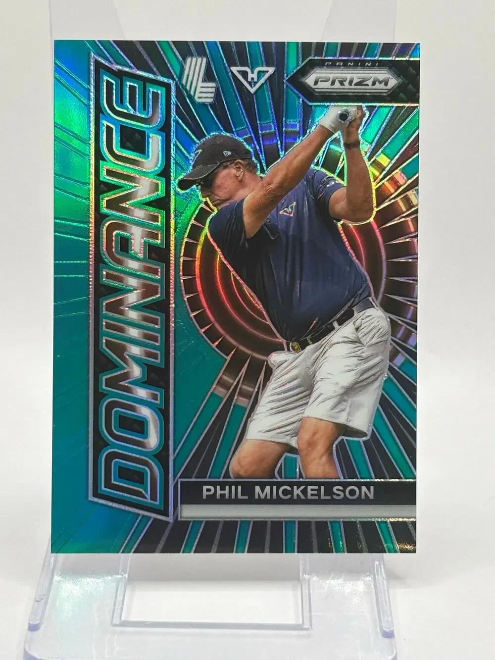 2024 Panini Prizm Liv Golf Phil Mickelson Dominance Teal Prizm Refractor 17/199